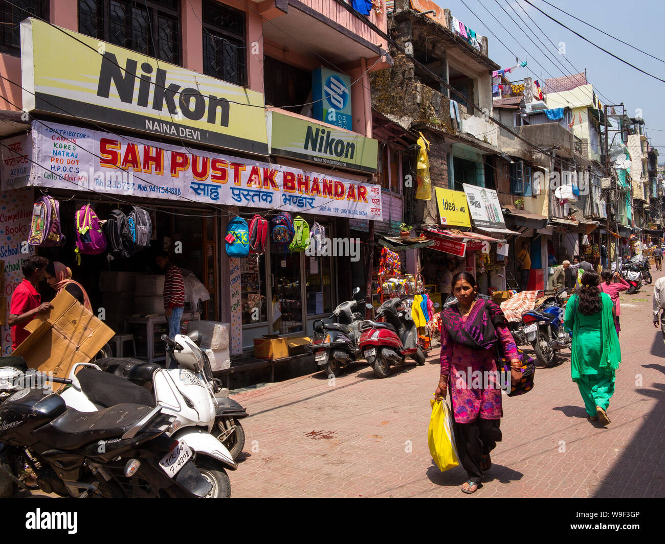 Street scene at Nainital Main Bazar at Talital area, Nainital, Uttarakhand, India Stock Photo