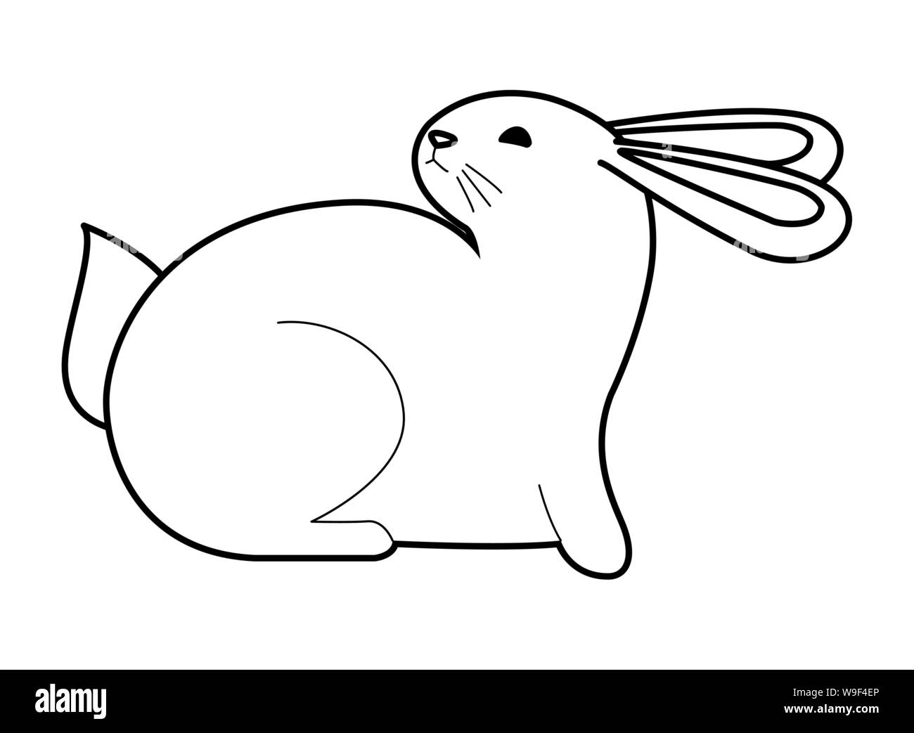 Cute rabbit pet animal cartoon in black and white Stock Vector Image ...