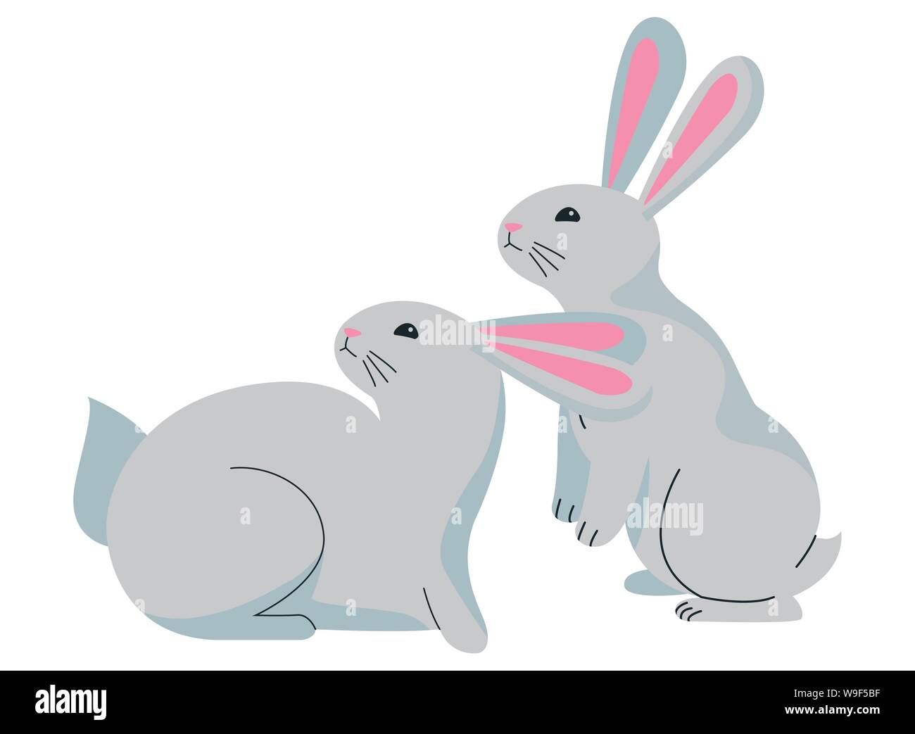 Cute two rabbits animals cartoons Stock Vector Image & Art - Alamy
