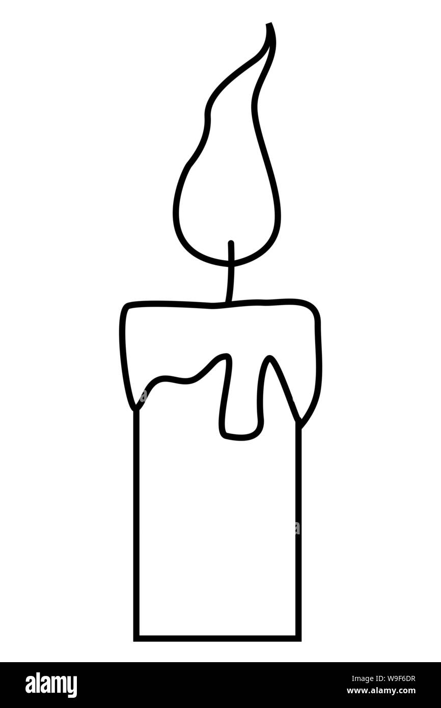 burning candle cartoon isolated symbol in black and white Stock Vector