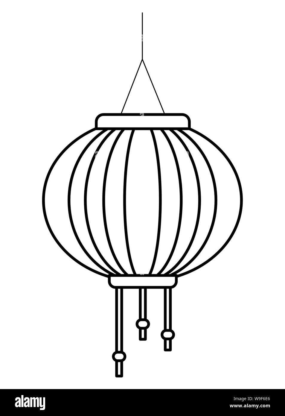Chinese paper lantern hanging light in black and white Stock Vector Image &  Art - Alamy