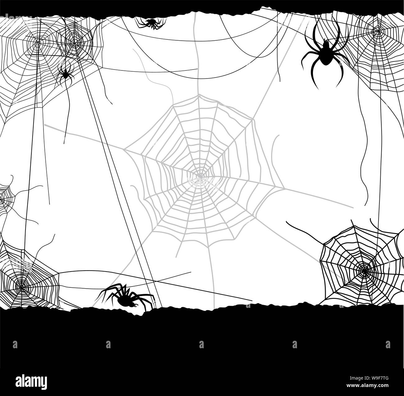 Festive spiders and web frame Stock Vector