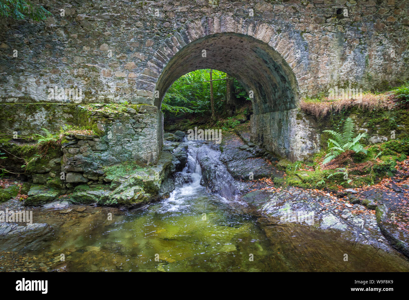 Altavaddy Bridge in the Tollymore Forest Park Stock Photo