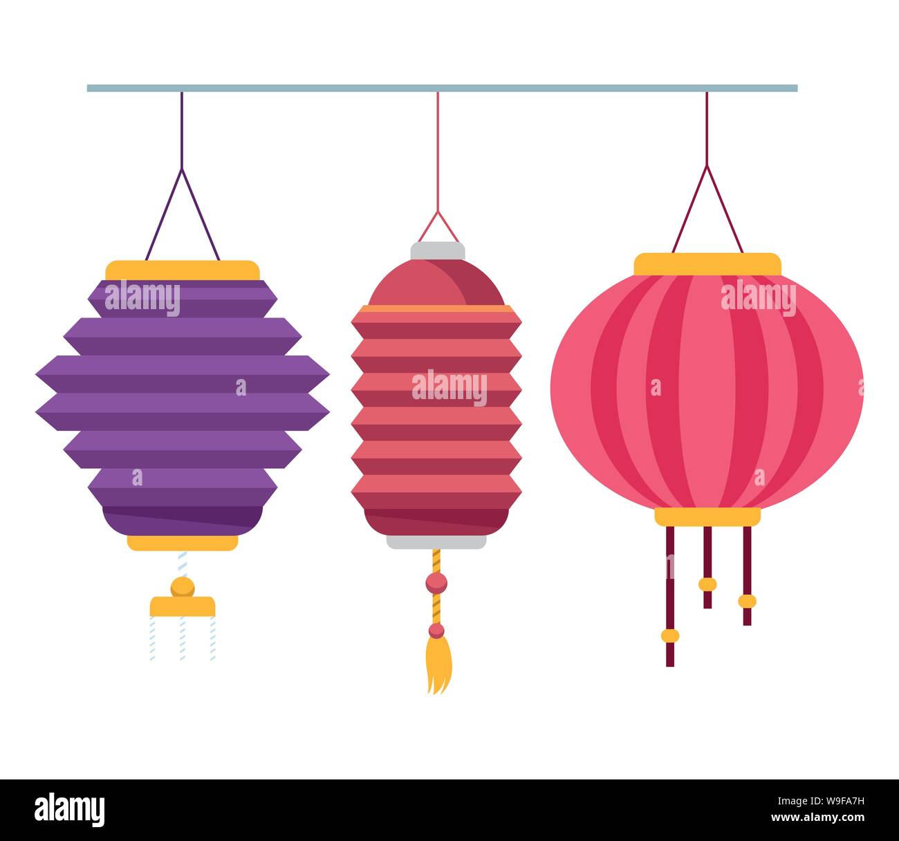 Chinese paper lantern hanging lights Stock Vector Image & Art Alamy