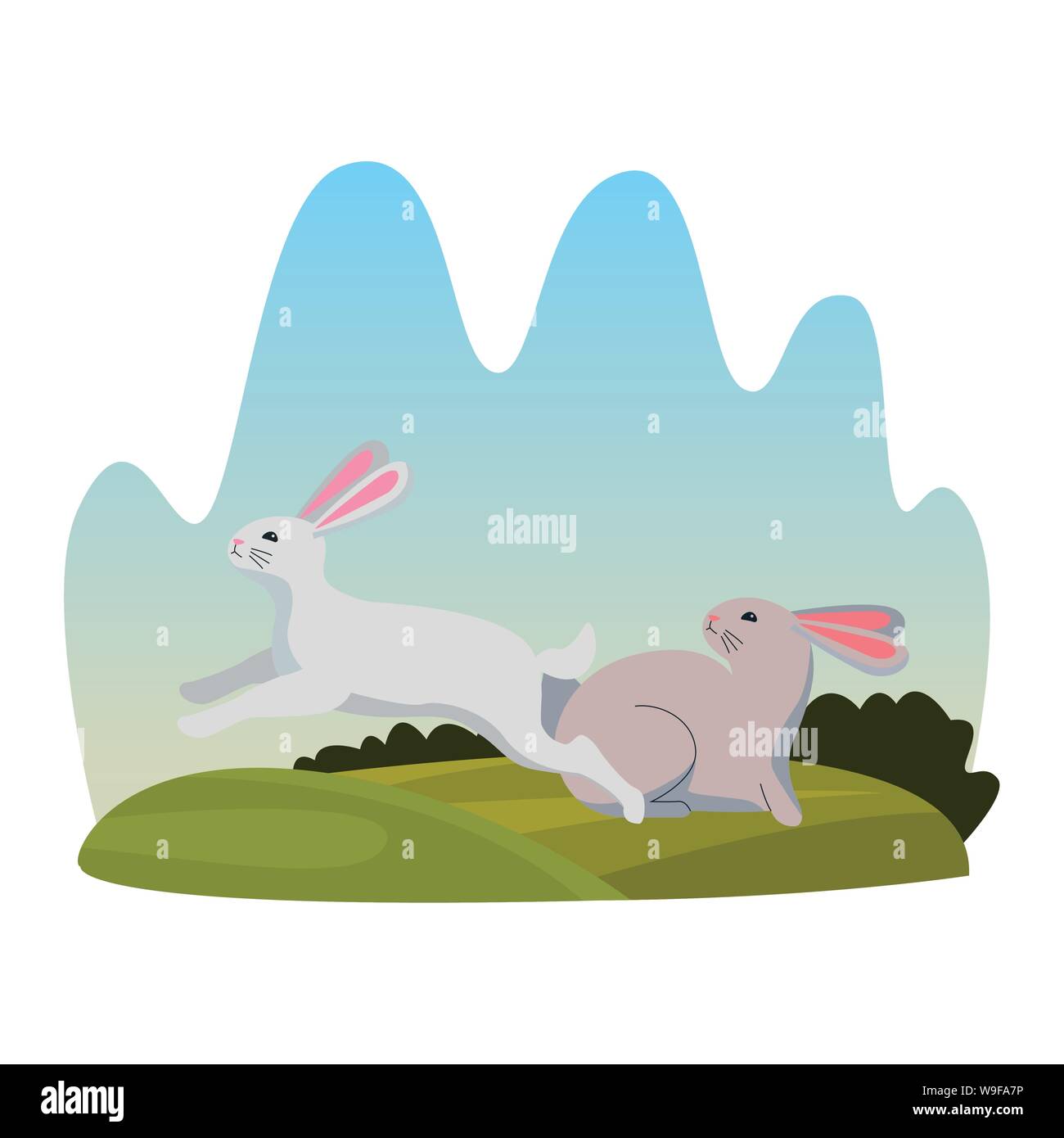 Cute two rabbits animals cartoons Stock Vector Image & Art - Alamy