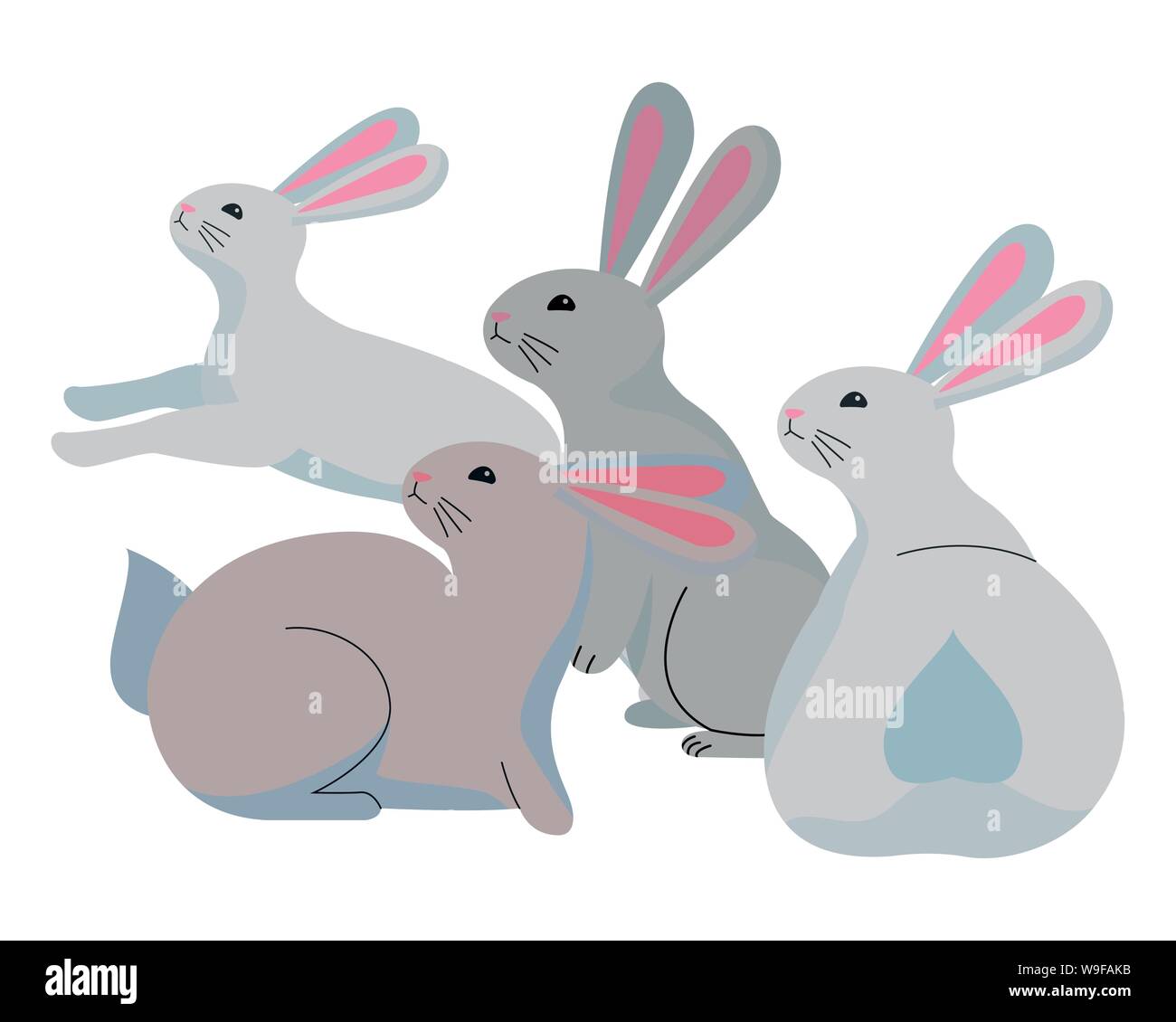 Cute three rabbits animals cartoons Stock Vector Image & Art - Alamy