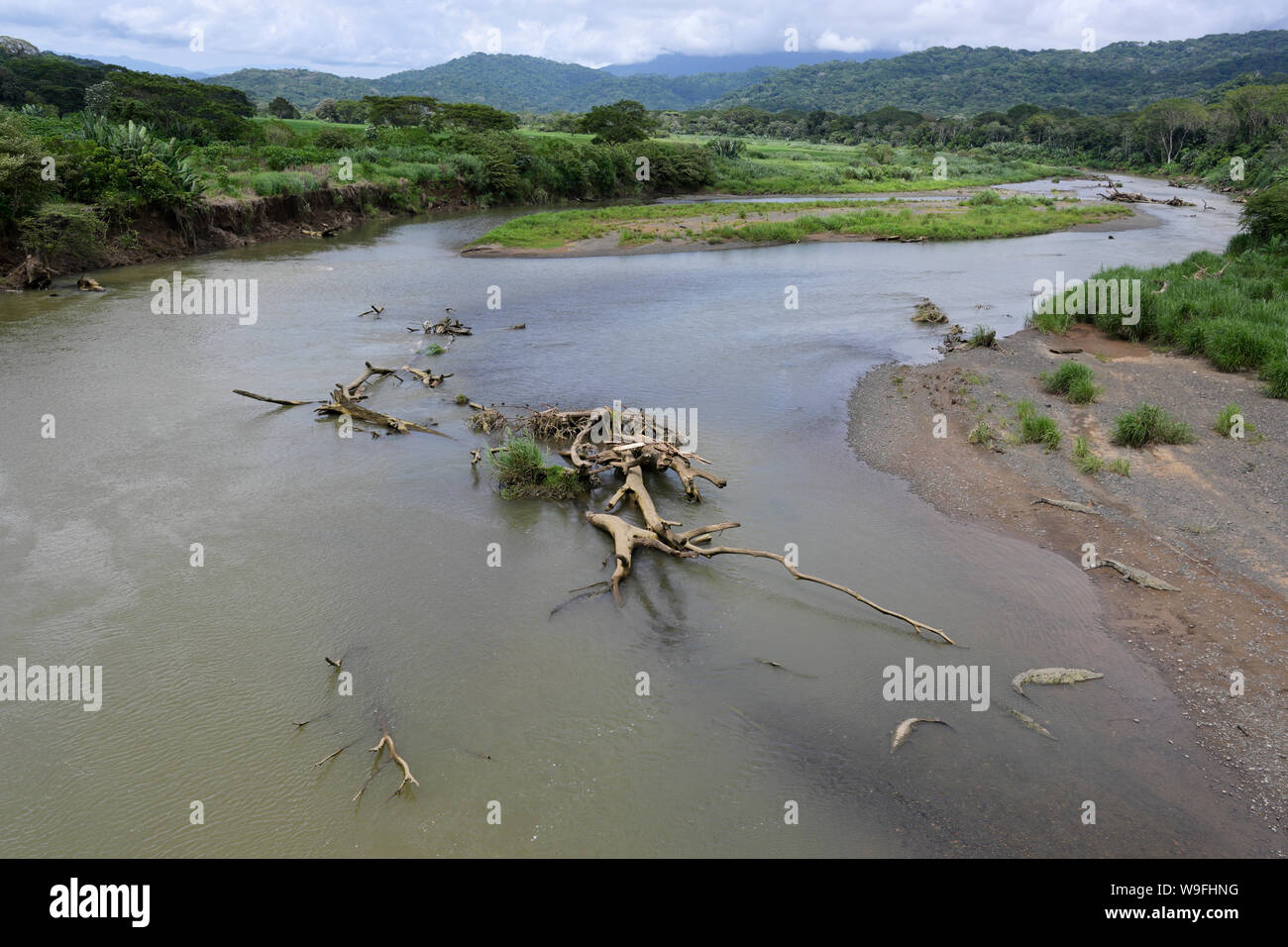 Tarcoles River near Carara and Jaco Stock Photo