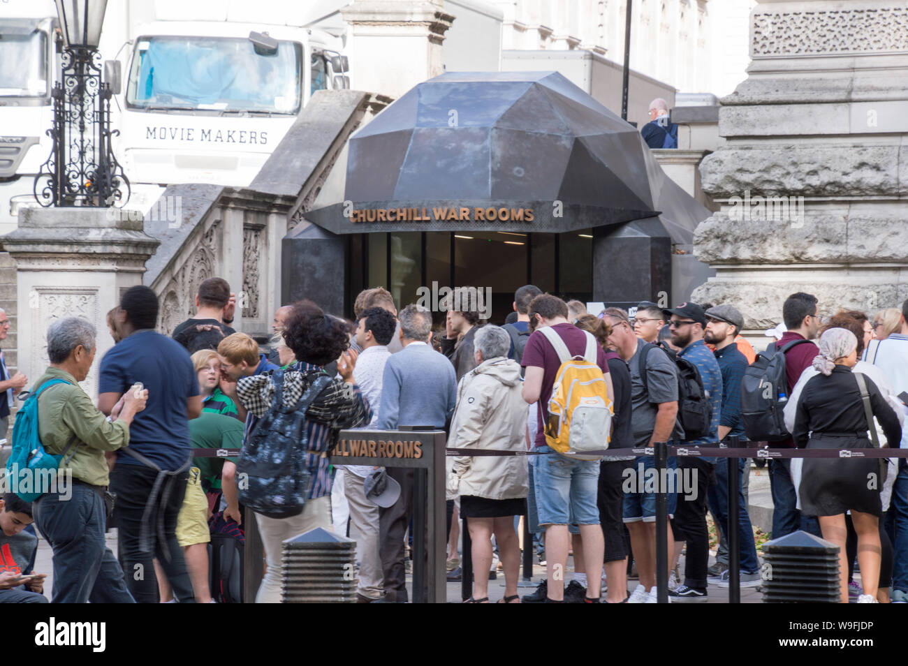 Visitors Queueing Outside Churchill War Room Stock Photo
