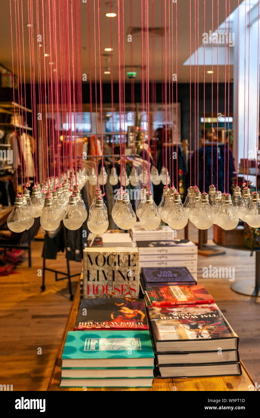 Bulbs lamp in Anthropologie on Regent Street, London, England, UK Stock Photo