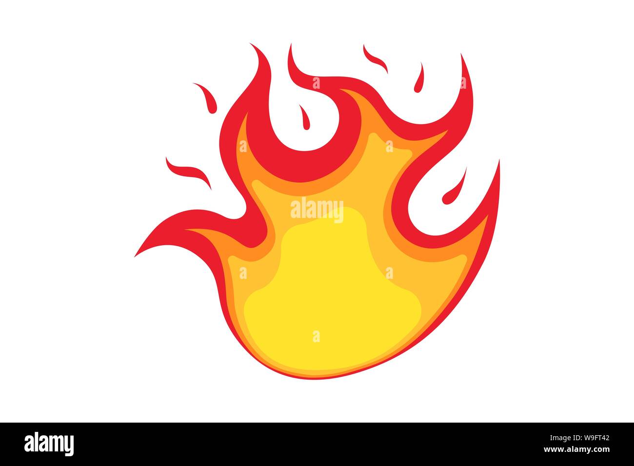 Fire flame emoji icon. Isolated bonfire sign emoticon symbol on white background. Vector burn illustration Stock Vector