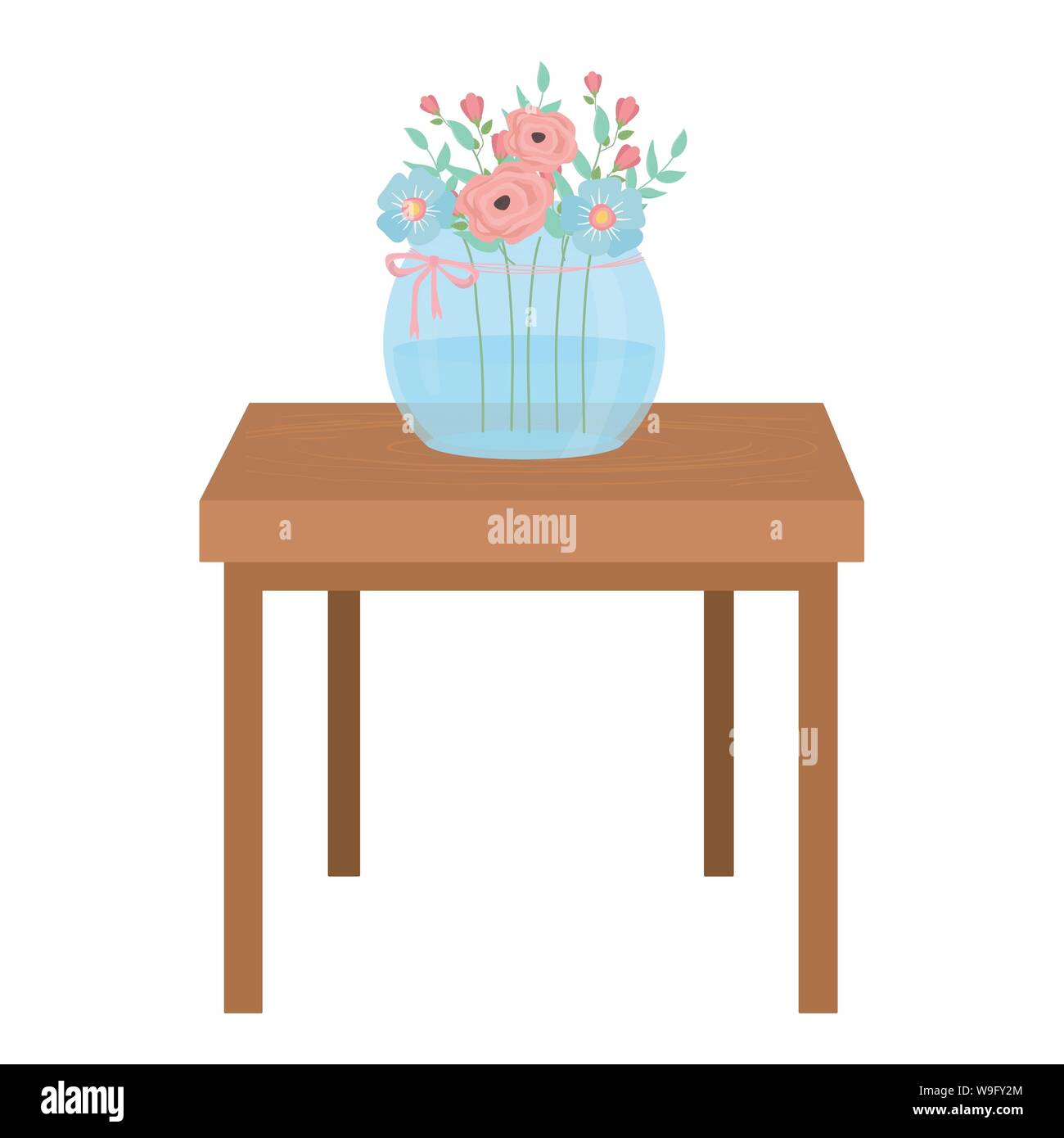 Flower Pot Over Table Design Floral Nature Plant Ornament Garden