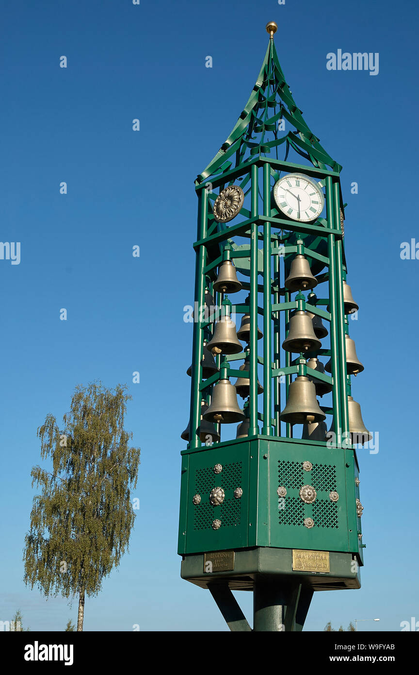 Chimes, set up as pyramid and clock-tower Stock Photo