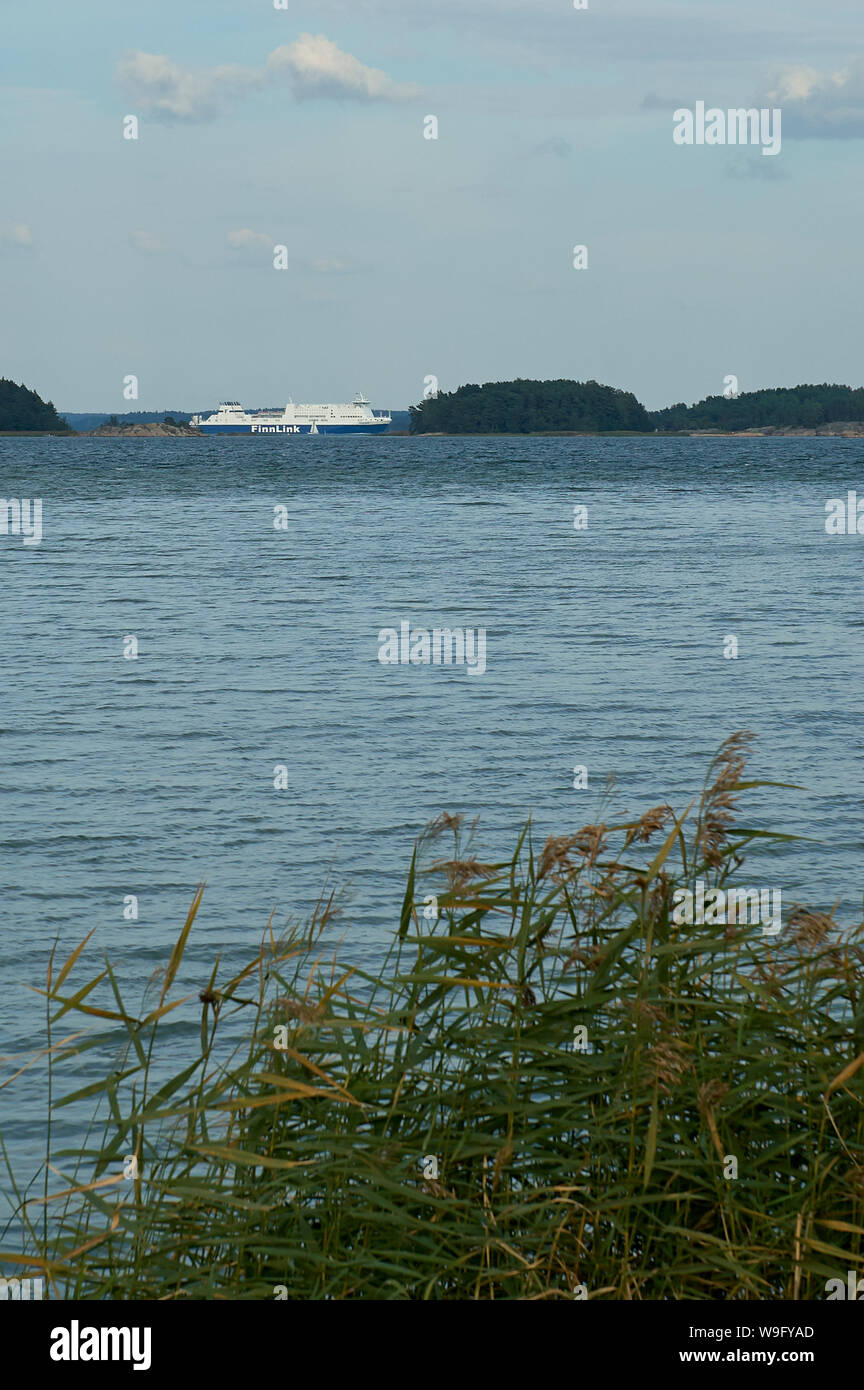 A ferry, connecting the many larger warped Islands of Finland Stock Photo