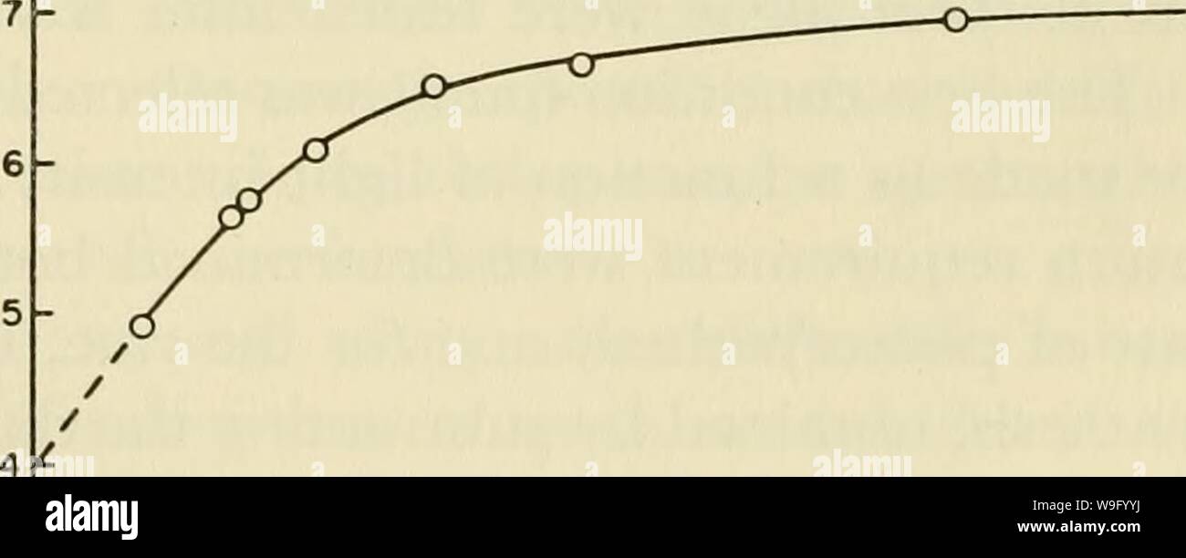 Archive image from page 85 of Currents in biochemical research, 1956;. Currents in biochemical research, 1956; twenty-seven essays charting the present course of biochemical research and considering the intimate relationship of biochemistry to medicine, physiology, and biology  currentsinbioche1956gree Year: 1956 ( J. A. BASSHAM AND M. CALVIN synthesis as compared with leaving them in the dark for several hours. This indicates a photosynthesis enhancement of the rate 17 16 15 14 13 12 •/♦ 10 9- 8 - QUANTUM REQUIREMENT OF PHOTOSYNTHESIS BY Chlorella • UNCORRECTED O CORRECTED    5 P/R 10 15 0 I Stock Photo