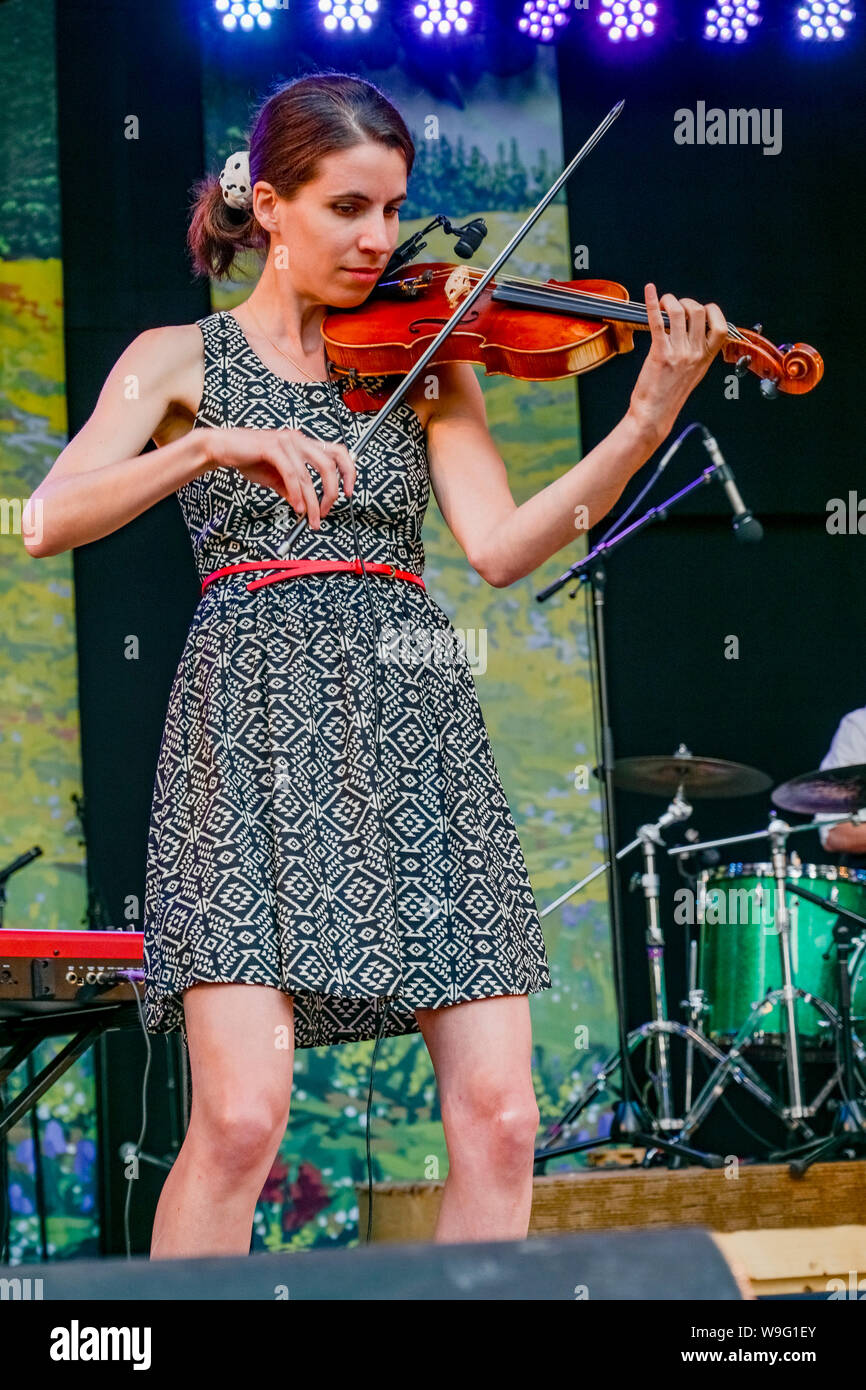 Oktopus, traditional klezmer, classical  and Quebecois music, Canmore Folk Music Festival, Canmore, Alberta, Canada Stock Photo