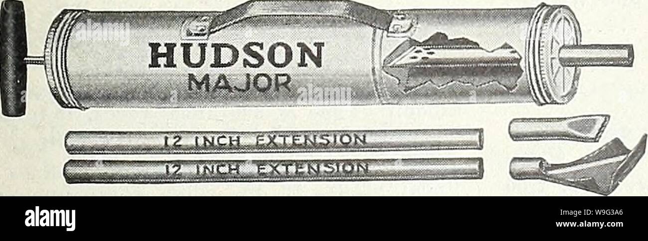 Archive image from page 100 of Currie's garden annual  spring. Currie's garden annual : spring 1934 59th year  curriesgardenann19curr 0 Year: 1934 ( 430 CRESCENT A very practical sprayer where a large volume is required. Double syphon tube produces fan-shaped spray with wide coverage. Con- tainer is standard quart fruit jar lithographed 60 HUDSON CADET 663 CADET DUSTER Designed for household use. Handles roach powders and similar preparations. Will not clog or cake. Easily filled and cleaned 50c    A high pressure, portable sprayer for the gardener, poultry raiser, orchardist, etc. Holds 15 ga Stock Photo