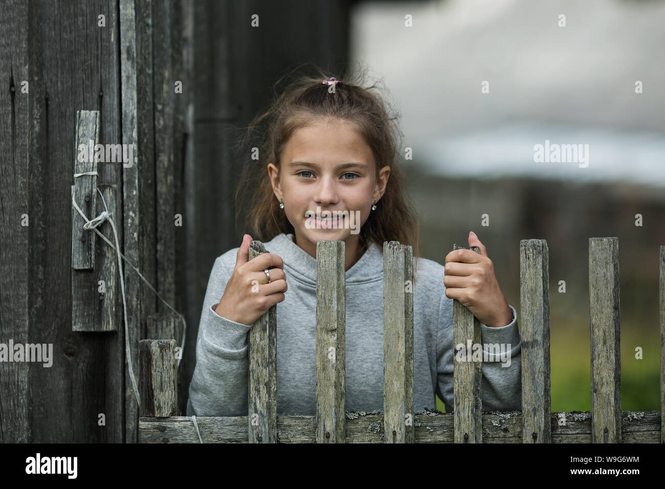 Portrait of a pretty village teenage girl at the street Stock Photo - Alamy