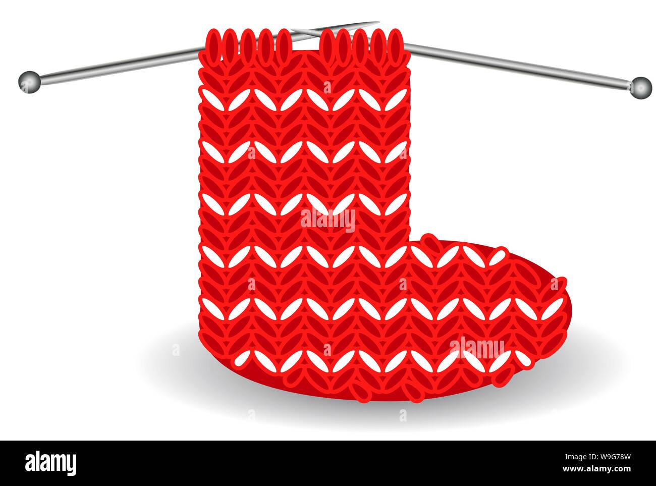 red and white Christmas sock on needles for the holidays... Stock Vector