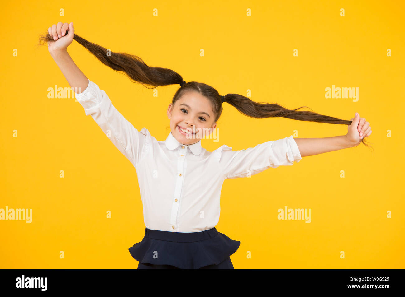 Schoolgirl Pupil Long Hair Cute Ponytails Hairstyle Educational