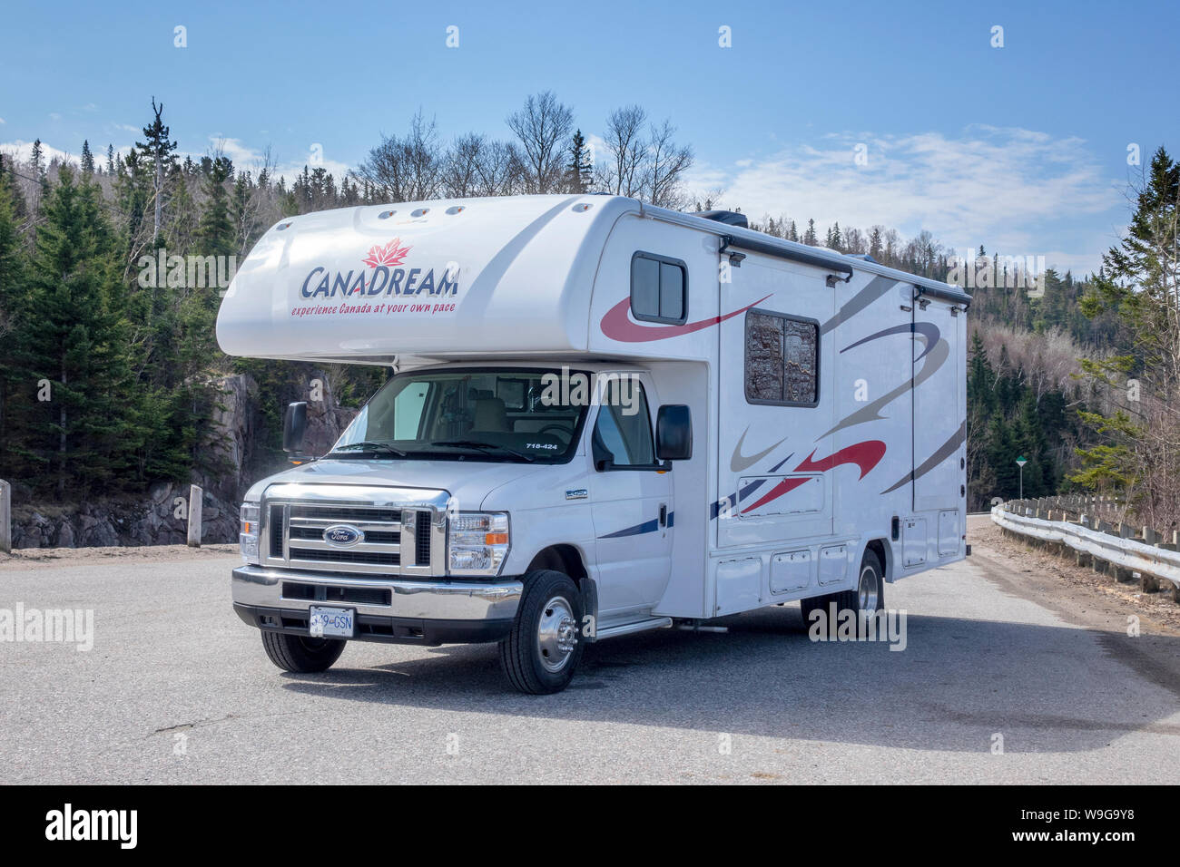 A North American Self Drive Rental Class C Motorhome RV Campervan In Northern Ontario Canada Stock Photo