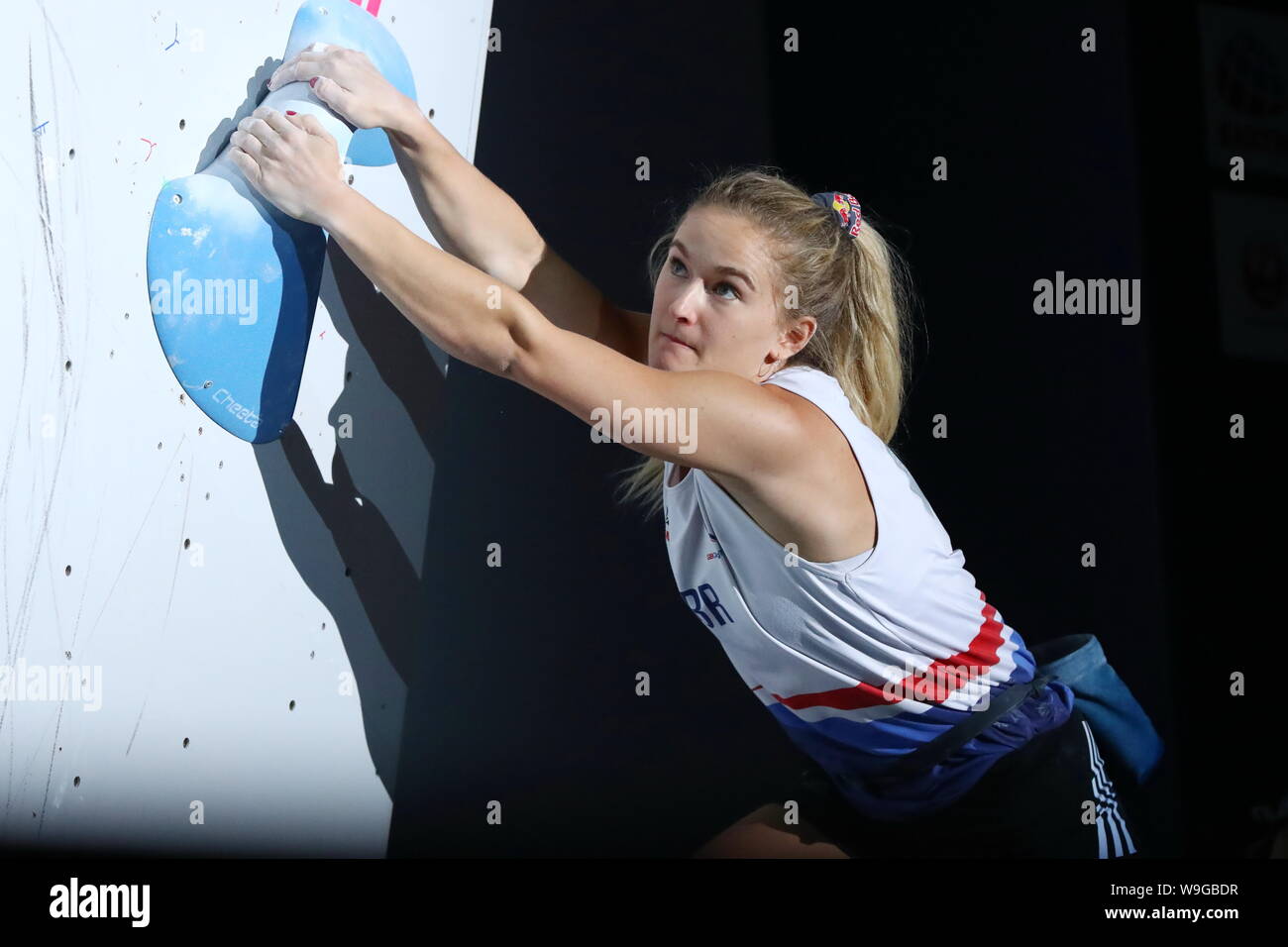 Tokyo, Japan. 13th Aug, 2019. Shauna Coxsey (GBR) Sport Climbing IFSC