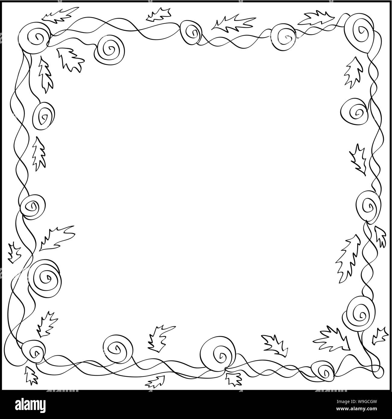Square frame of climbing roses, coloring Stock Vector