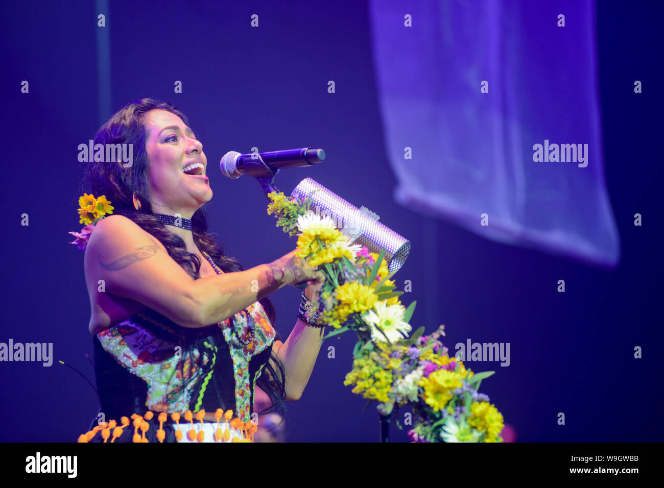 Mexican singer Lila Downs performing live Stock Photo