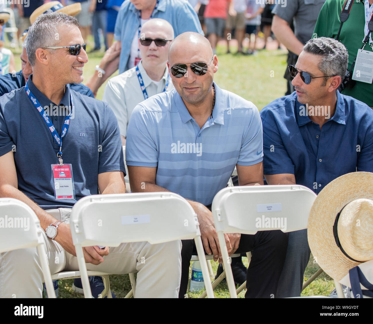 Derek Jeter and Yankees come to Cooperstown to cheer on the inductions to the Hall of Fame(including former teammates - Mariano Rivera & Mike Mussina) Stock Photo