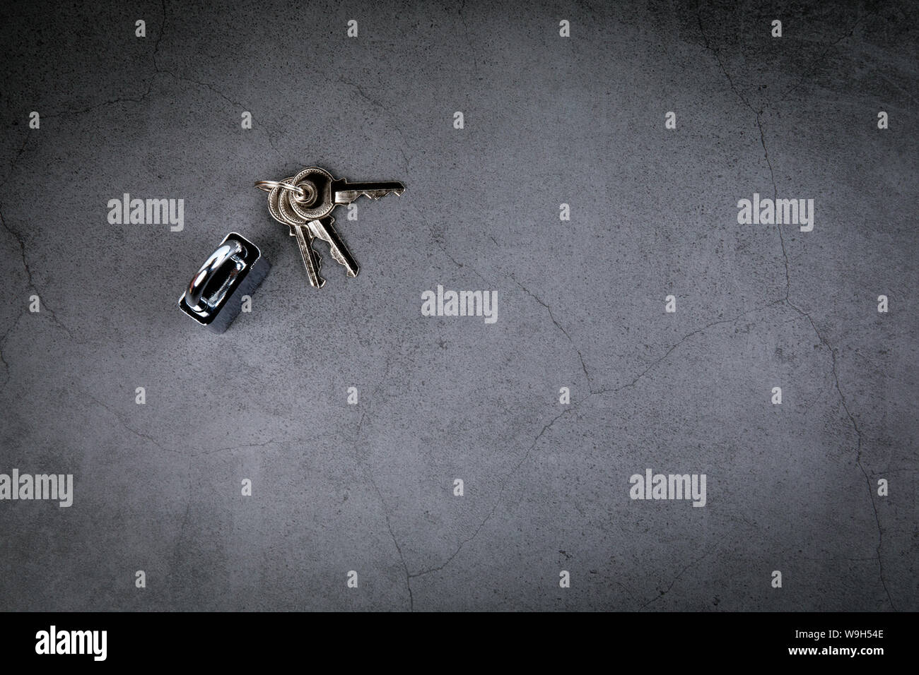 Padlock on gray concrete background. Privacy and Internet security concept Stock Photo