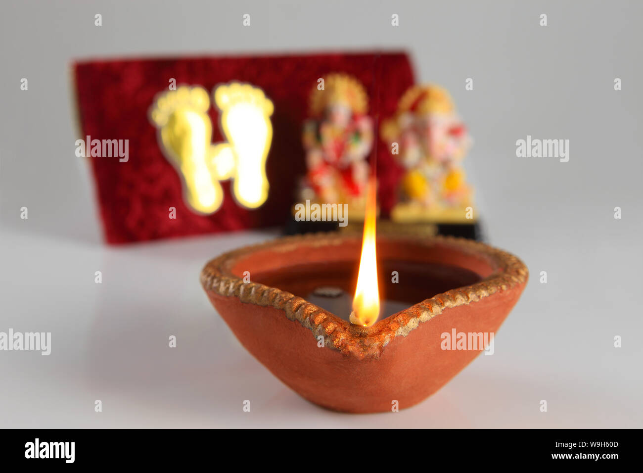 Close up of a burning Diwali diya Stock Photo