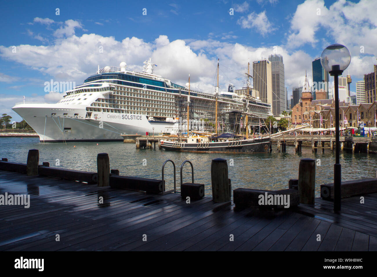 Sydney, Australia - April 7th 2013: Cruise ship Celebrity Solstice in Sydney Harbour. The sity is a favourite cruise destination. Stock Photo