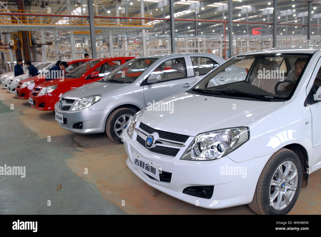 View of Geely MK cars at a car plant of Geely in Xiangtan city, central Chinas Hunan province 2006. Stock Photo