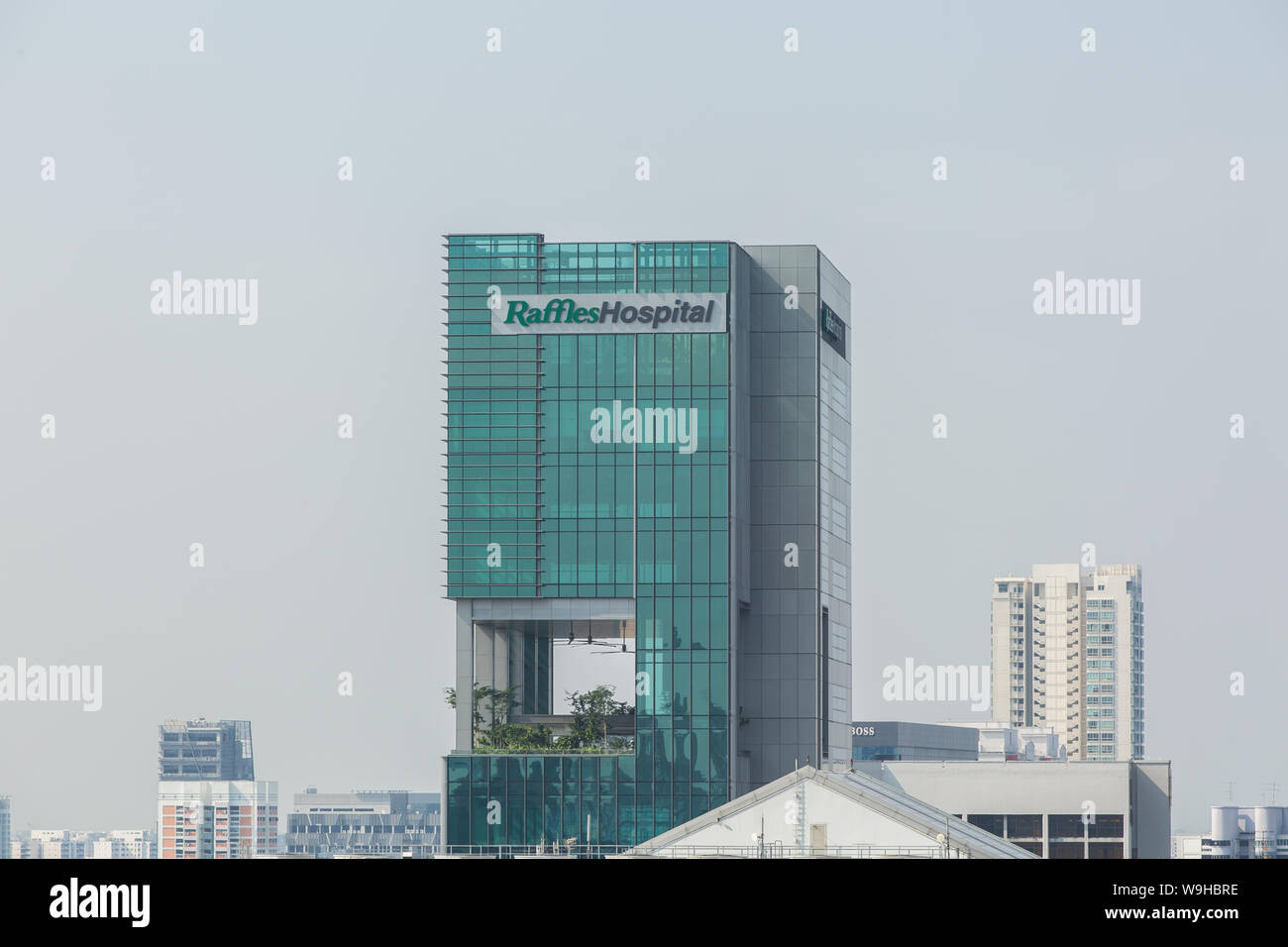 Raffles Hospital expands to a fully integrated medical complex with the official opening of the 22-storey Raffles Specialist Centre, Singapore. Stock Photo