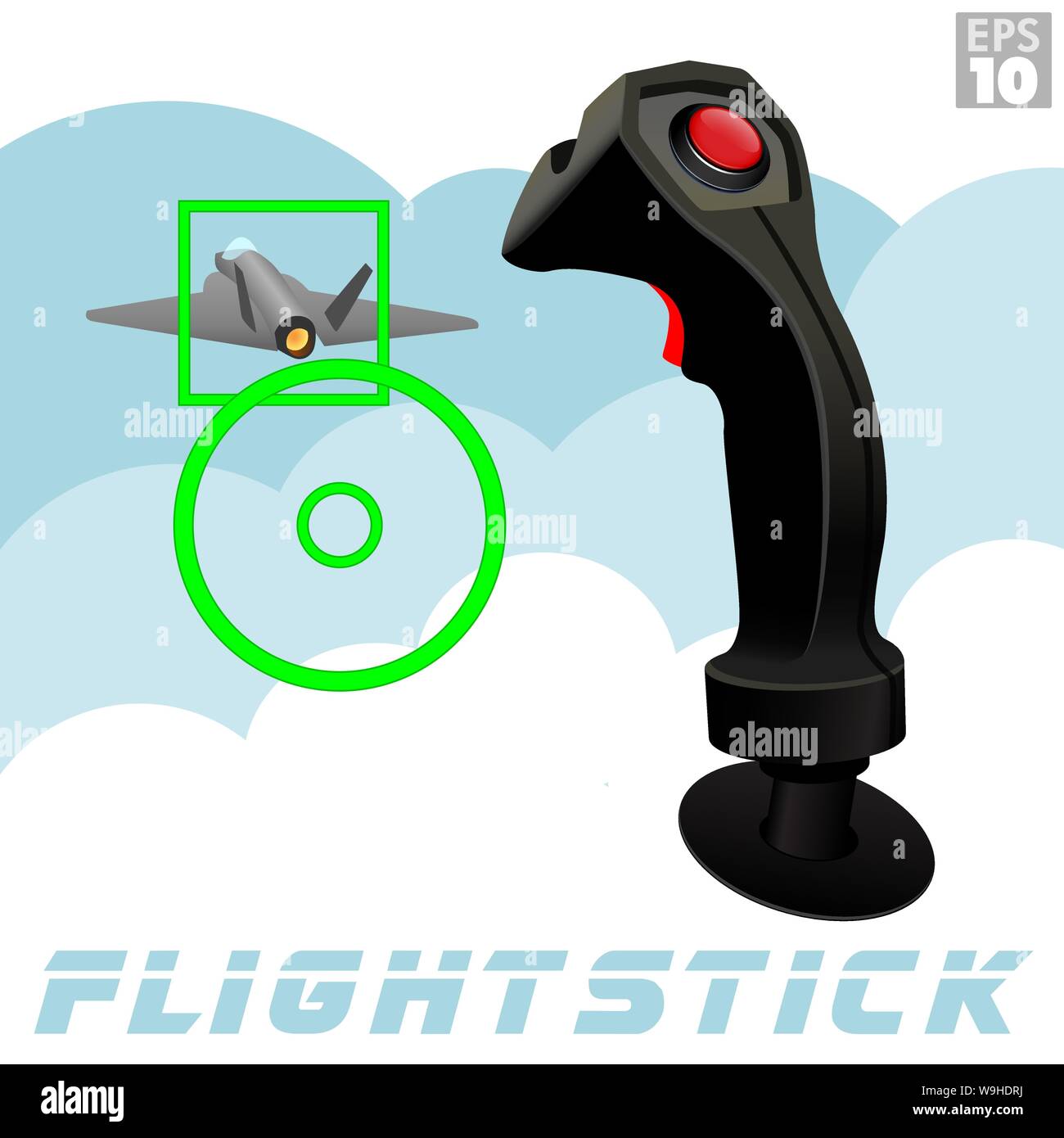 An analog flightstick in the style of arcade video game joysticks with