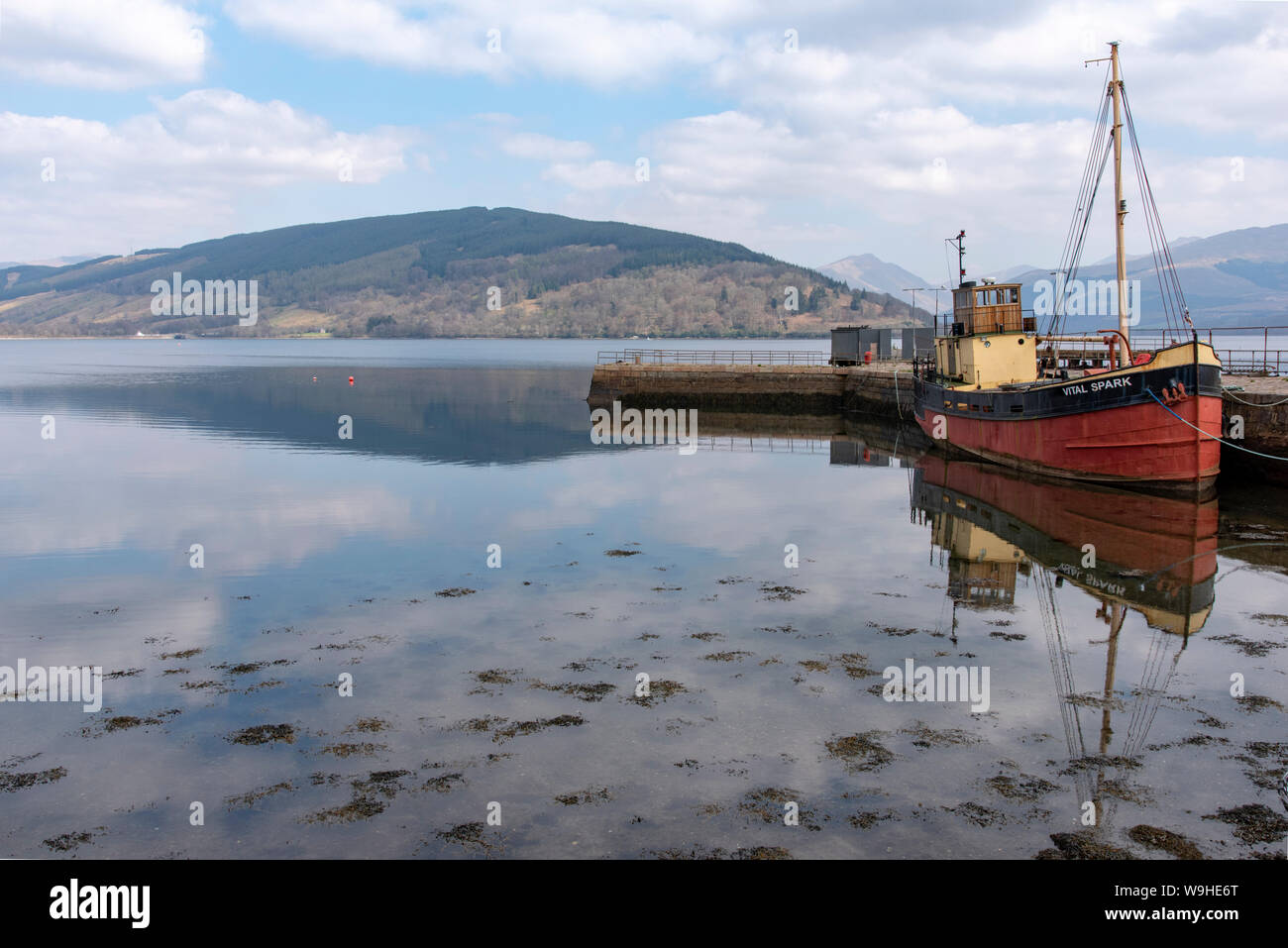 Clyde puffer Vital Spark in Inveraray harbour. Stock Photo