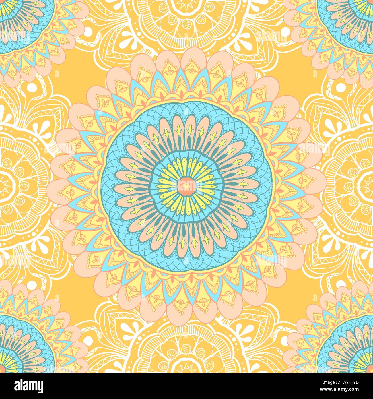 Seamless pattern tile with mandalas. Vintage decorative elements. Hand ...