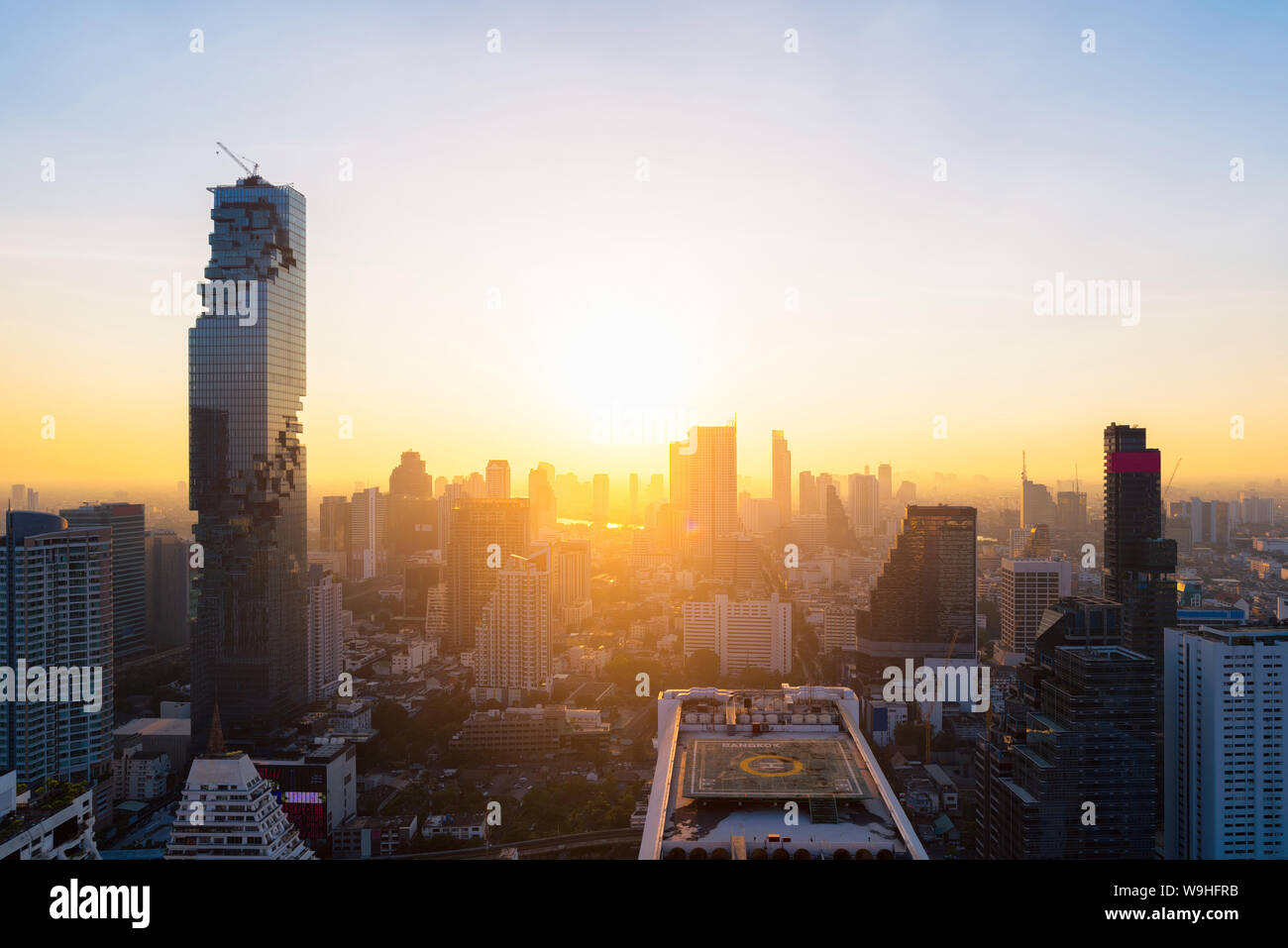 Cityscape view of modern office business building in business zone at ...