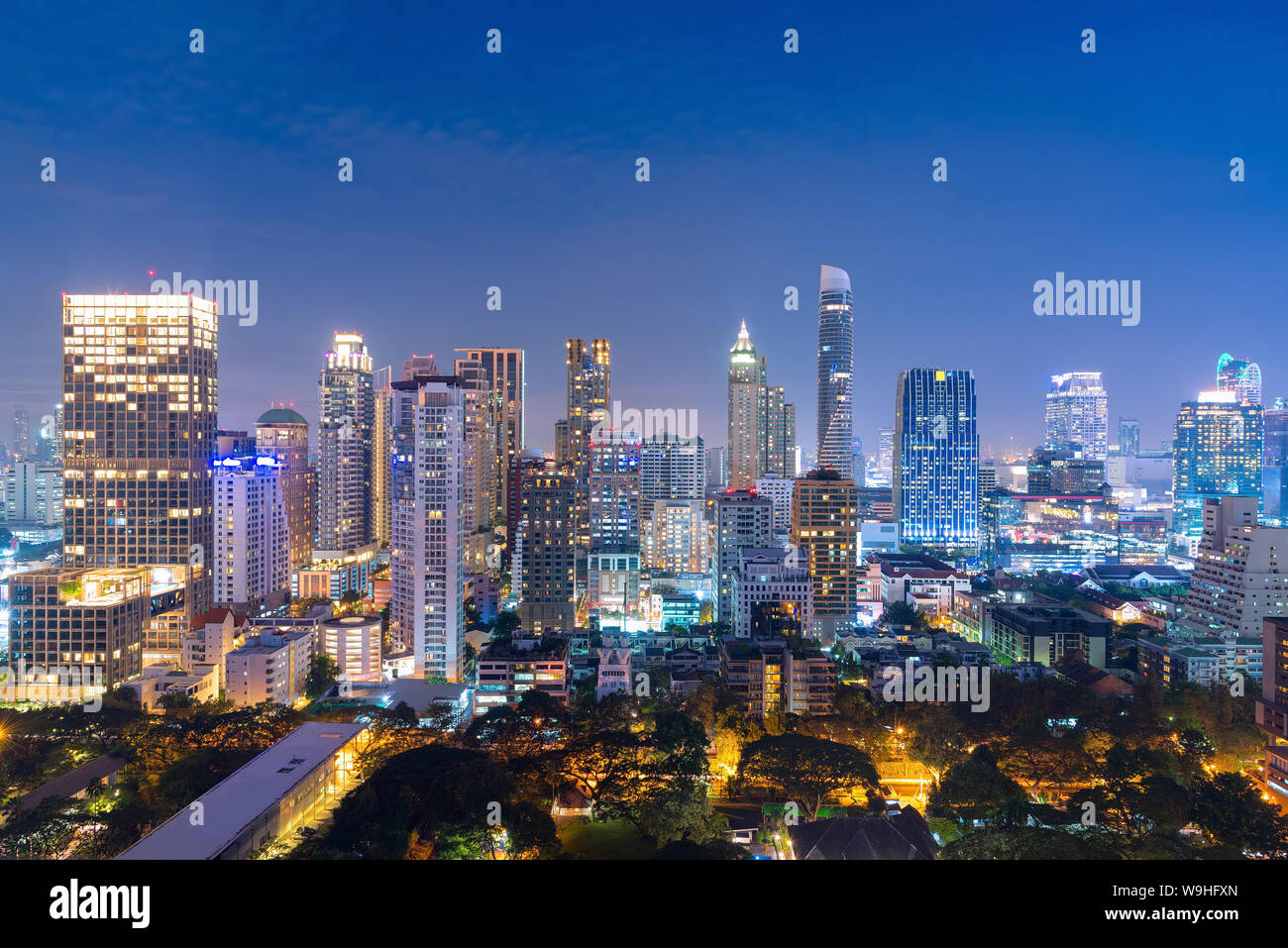 Cityscape view of modern office business building in business zone at ...