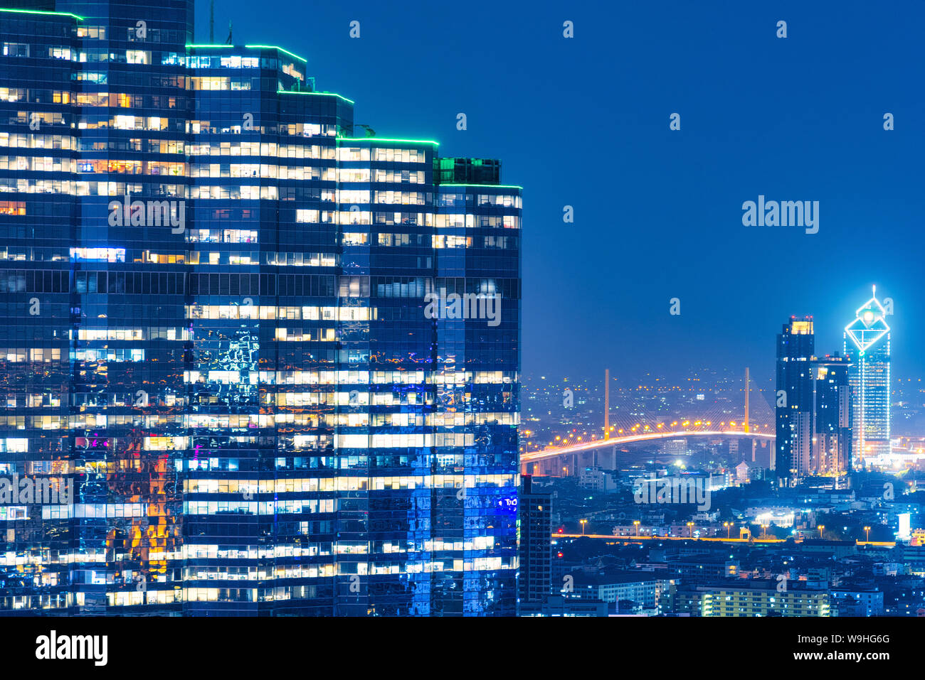 Cityscape view of modern office business building in business zone in ...