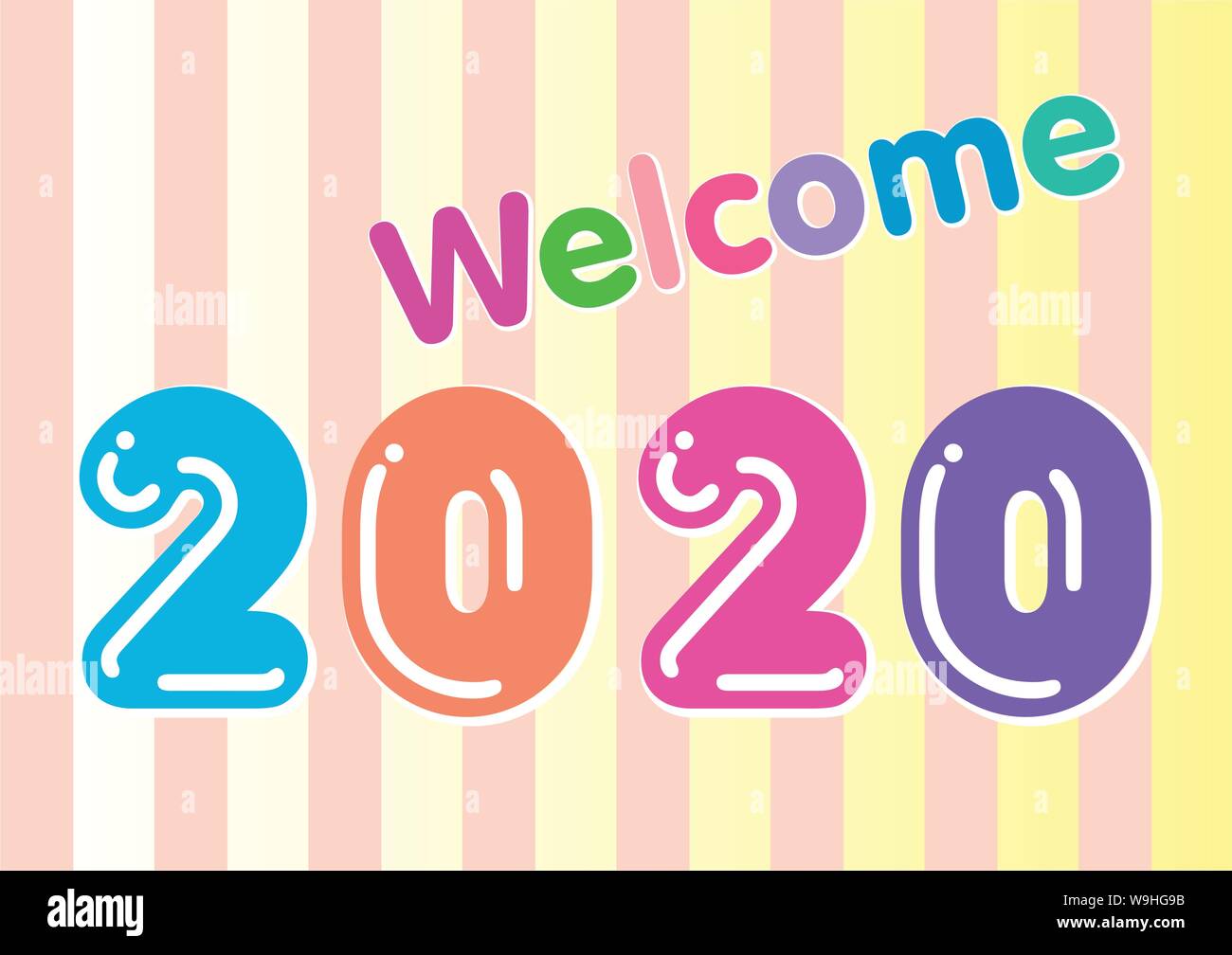 Welcome 2020 illustration vector greeting Stock Vector