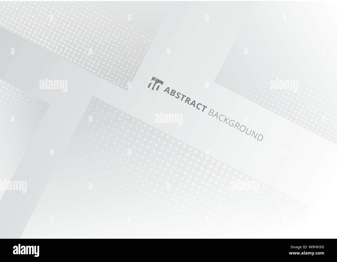 Abstract geometric shapes with halftone dots design on white and gray ...