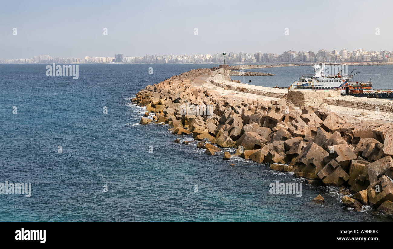 ALEXANDRIA, EGYPT - MARCH 29, 2019: Port of Alexandria in Alexandria ...