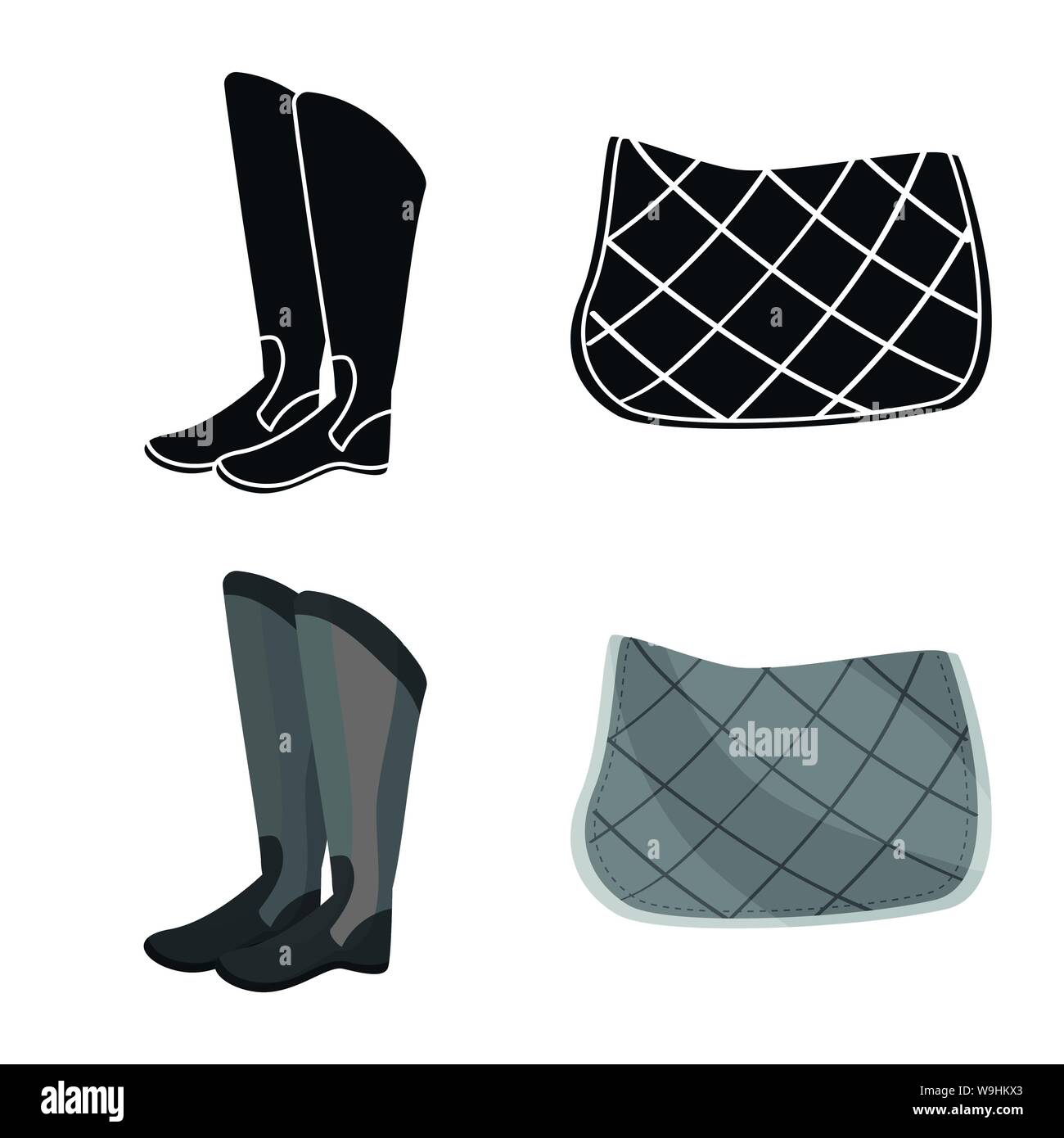 Vector design of equipment and riding icon. Set of equipment and