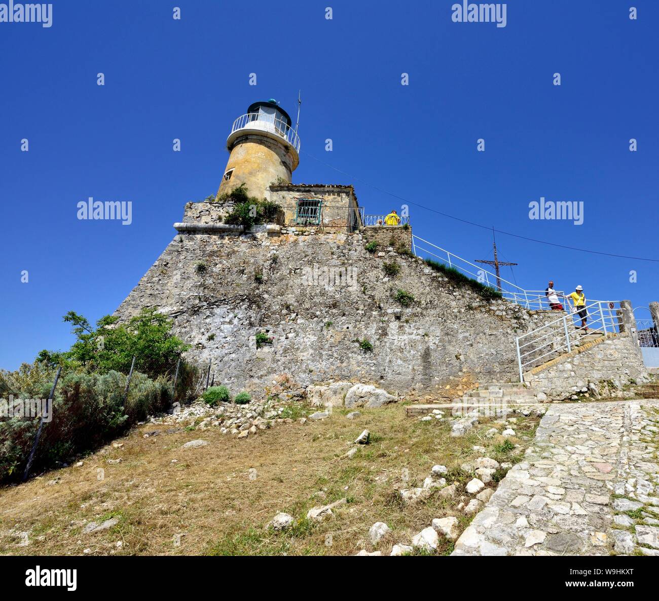 Lighthouse,Corfu old fortress,old fort,Kerkyra,Corfu,Greece Stock Photo