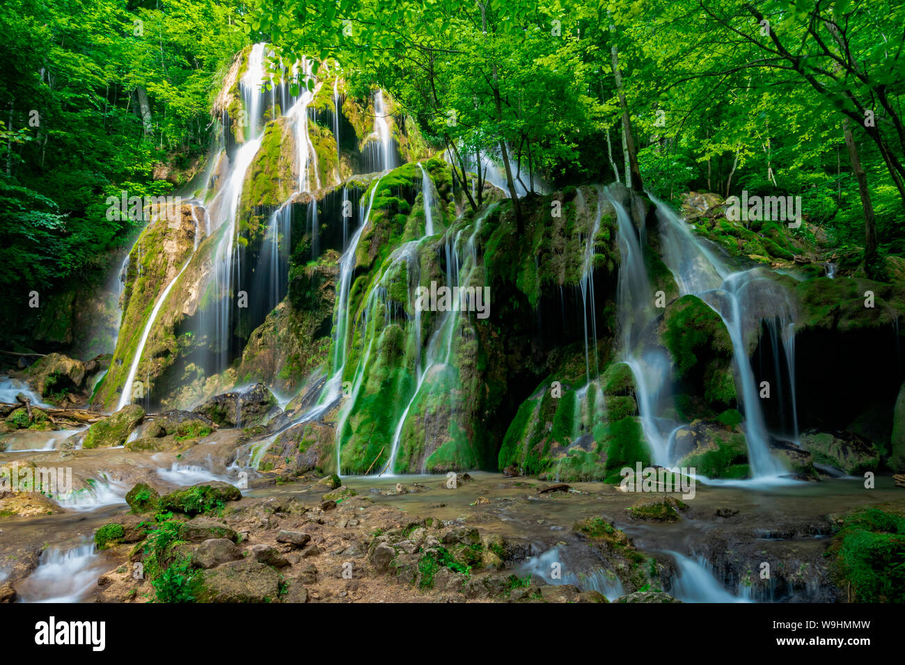 Beusnita Waterfall in Cheile Nerei-Beusnita National Park Stock Photo