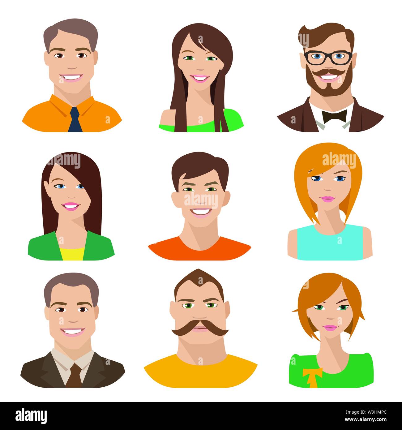 Vector male and female characters in flat style Stock Vector Image ...