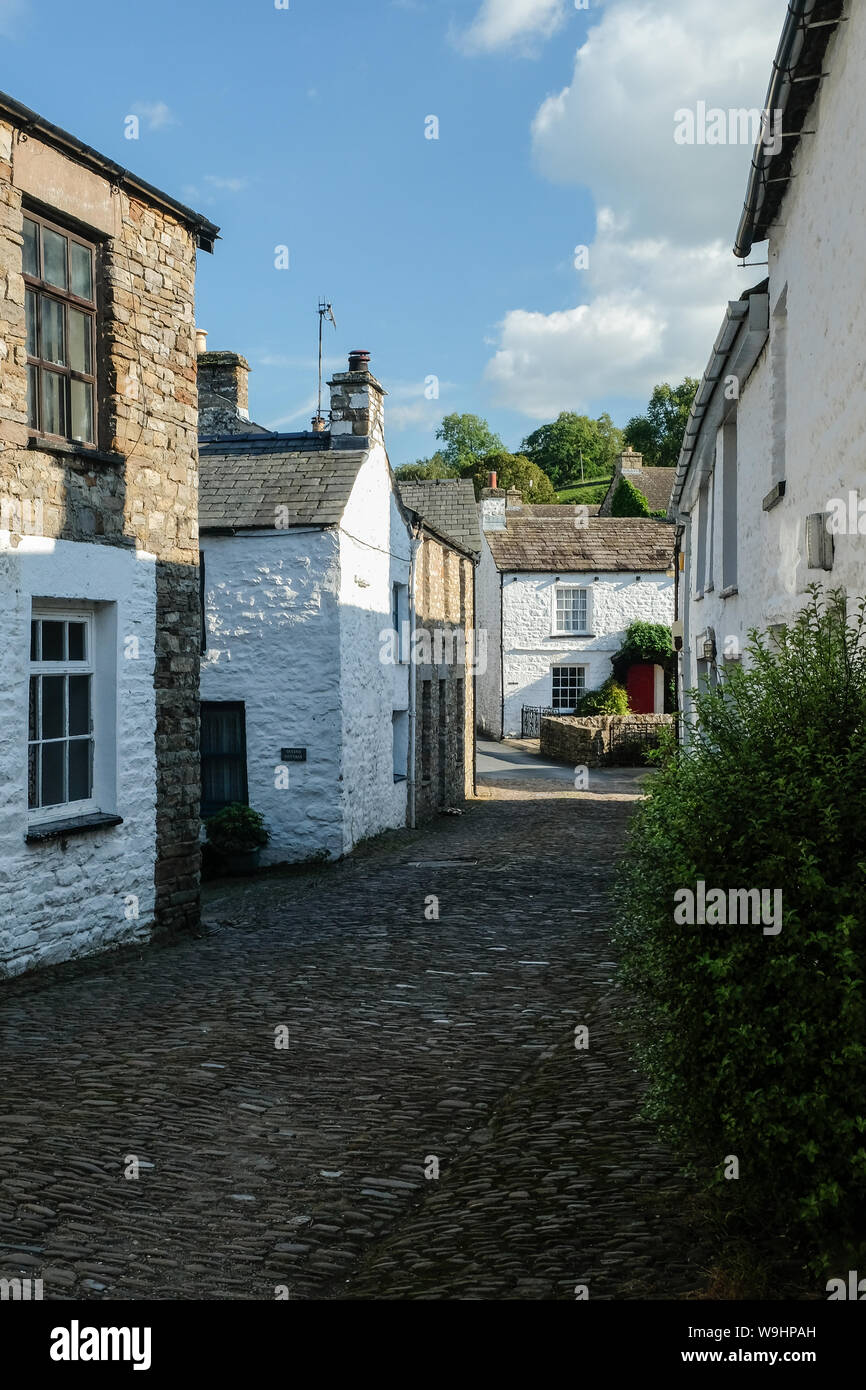 A street in Dent, the small village in Dentdale, Cumbria, within the Yorkshire Dales National Park Stock Photo