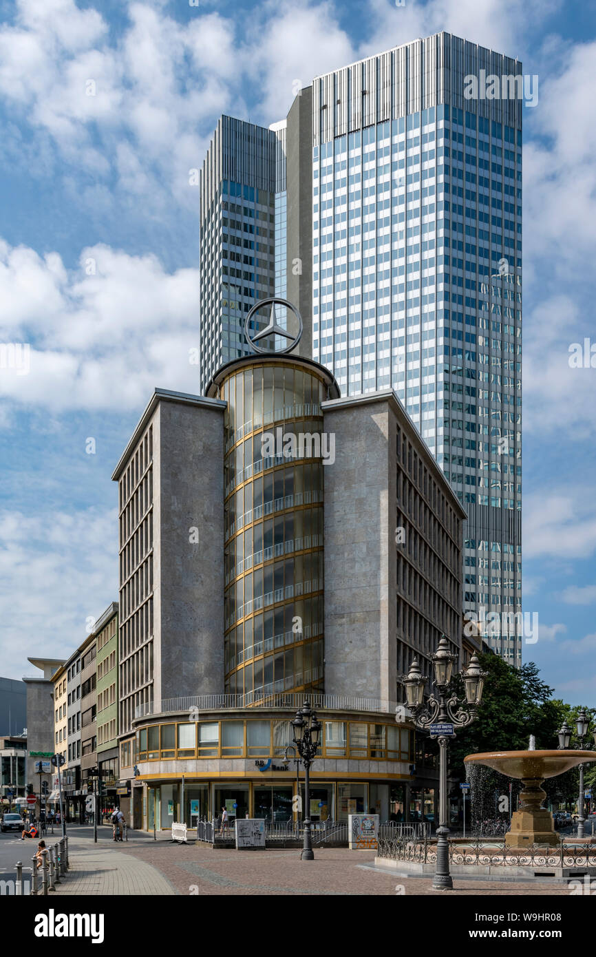 Junior Haus was built in 1951 on Kaiserplatz in the city centre of Frankfurt. Designed by architect Wilhelm Berentzen. Mercedes had a showroom there. Stock Photo