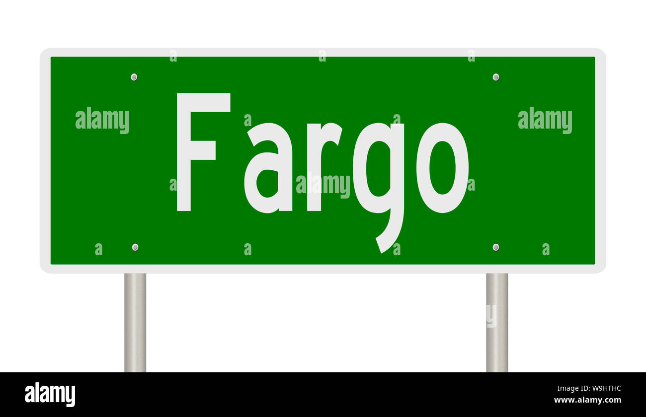 Rendering of a green highway sign for Fargo North Dakota Stock Photo Alamy