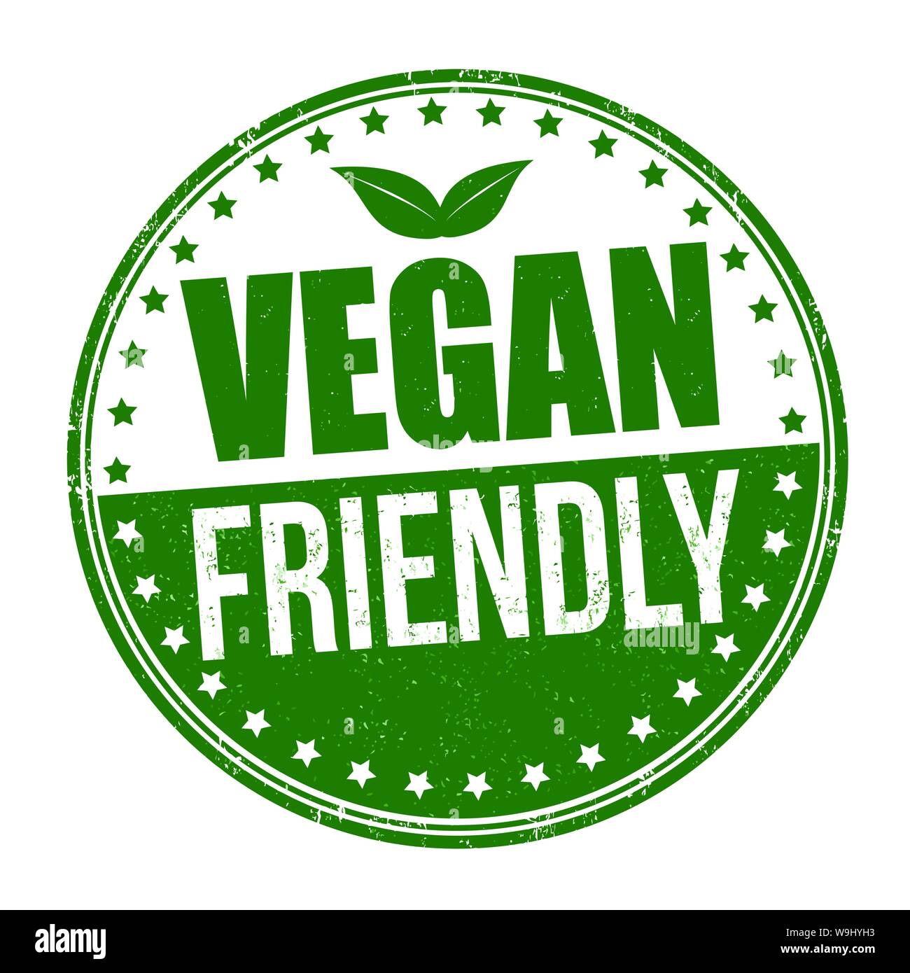 Vegan friendly sign or stamp on white background, vector illustration Stock Vector